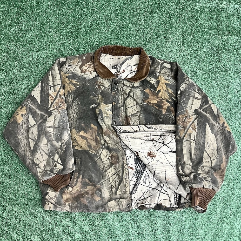 Vintage Walls Reversible Hunting Jacket Mens 3XL Snow Realtree Hardwoods Camo
